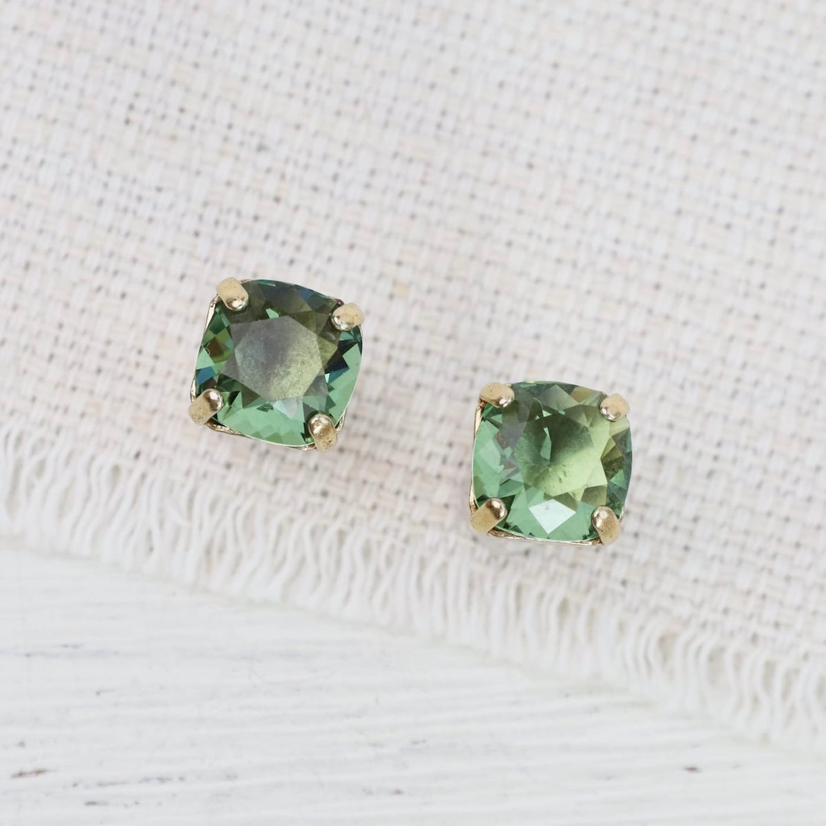 EAR-JM Medium Marine Crystal Post Earring- Gold Plate