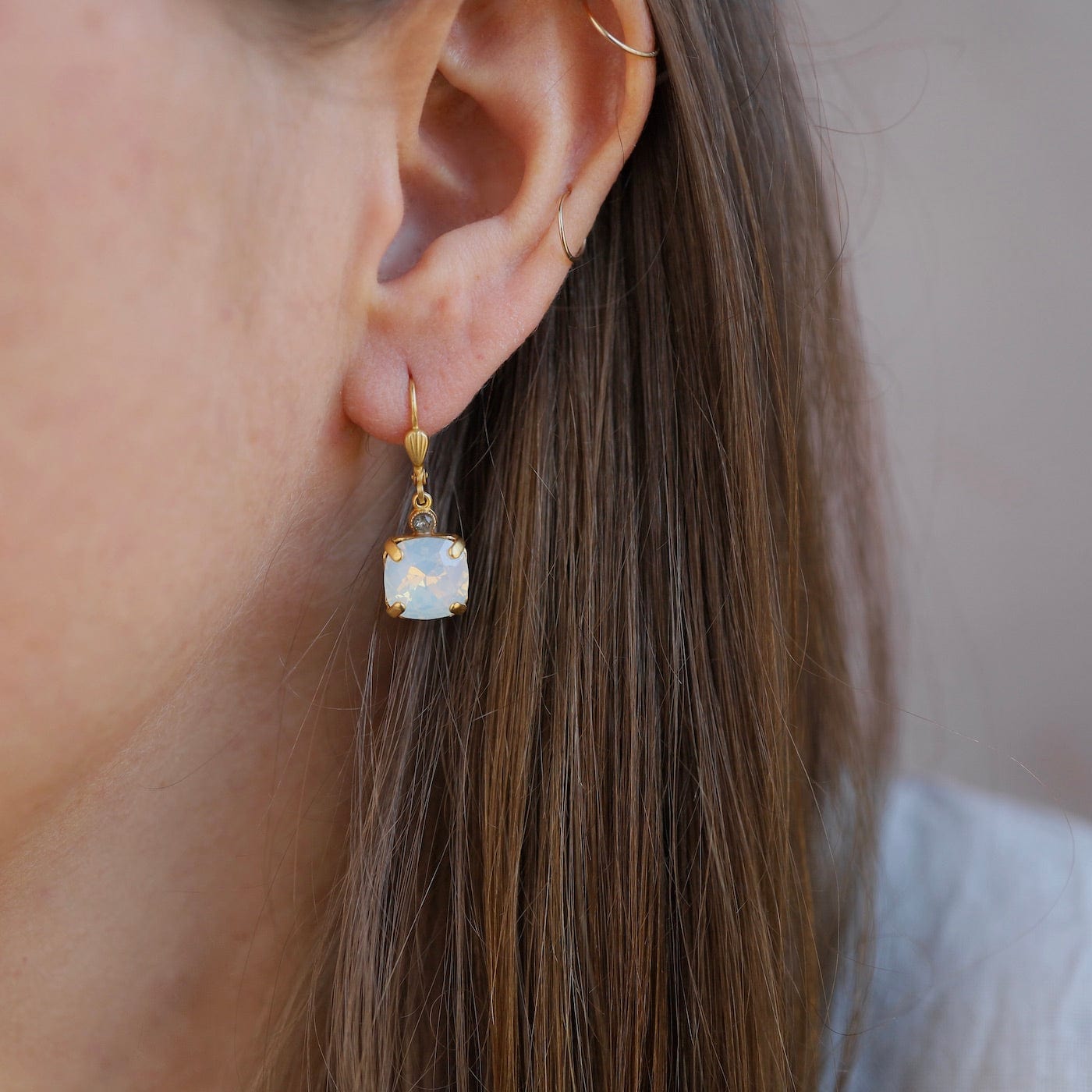 EAR-JM Medium White Opal Drop Earring