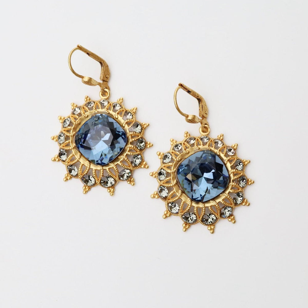 EAR-JM Midnight Crystal Starburst Earrings - Gold Plate