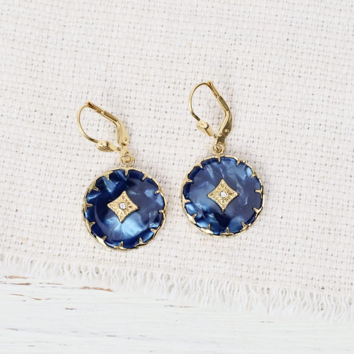 EAR-JM Midnight Round Earrings- Gold Plate