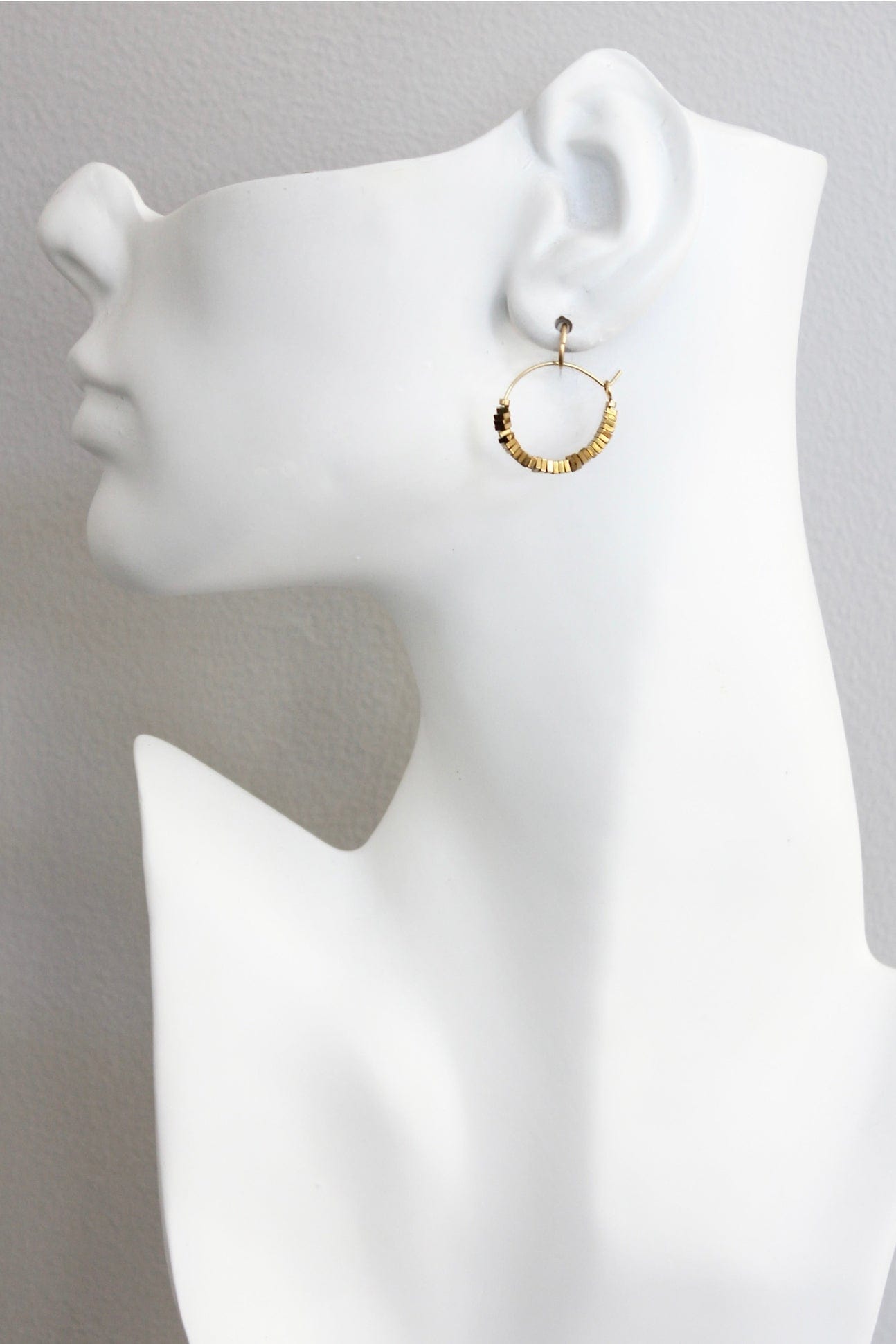 EAR-JM Mini Gold Hematite Hoop Earrings