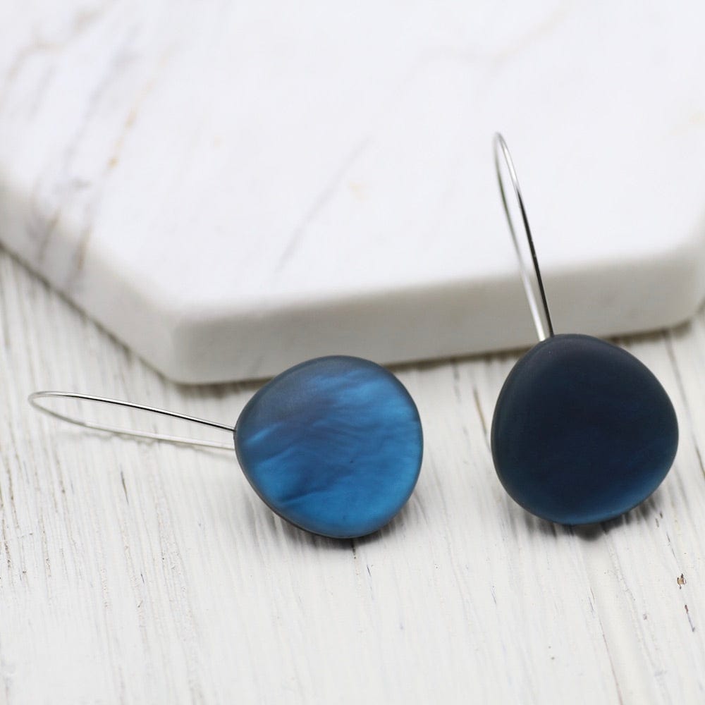 EAR-JM MOSAIC BLUE ROUND RESIN EARRING