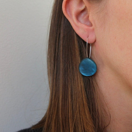 EAR-JM MOSAIC BLUE ROUND RESIN EARRING