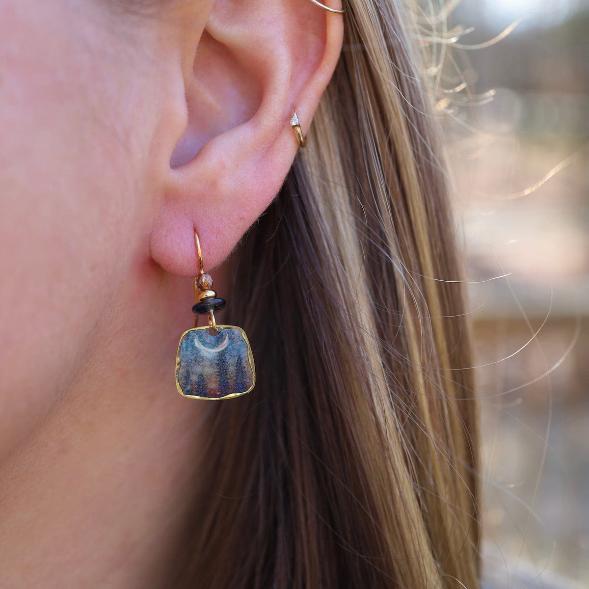 EAR-JM Northern Lights with Blue Bead Earrings