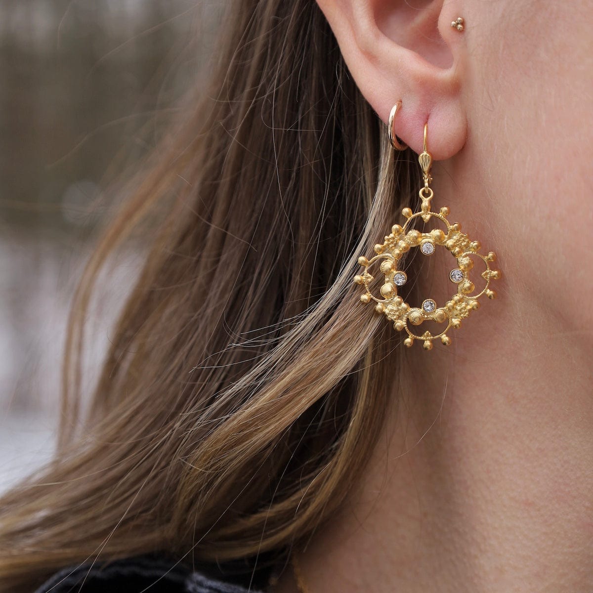 EAR-JM Openwork Lotus Earrings