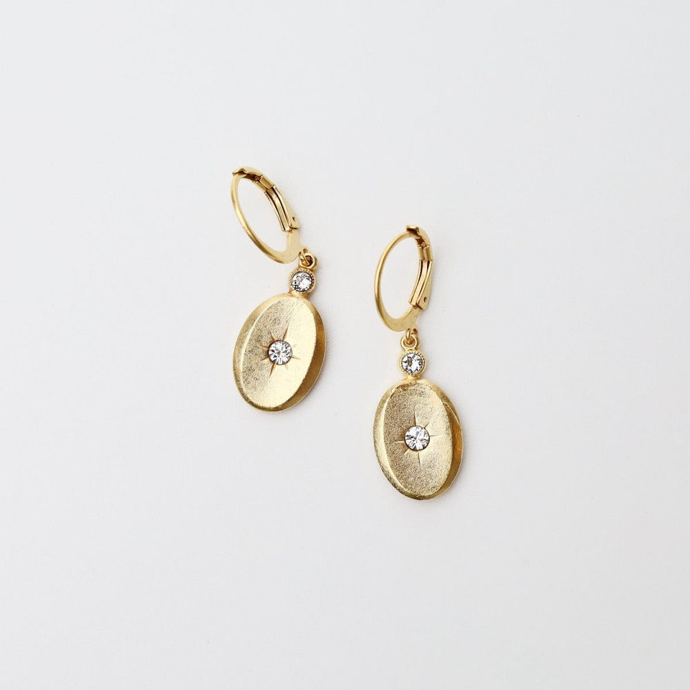 EAR-JM Oval Drop Earrings - Gold Plate