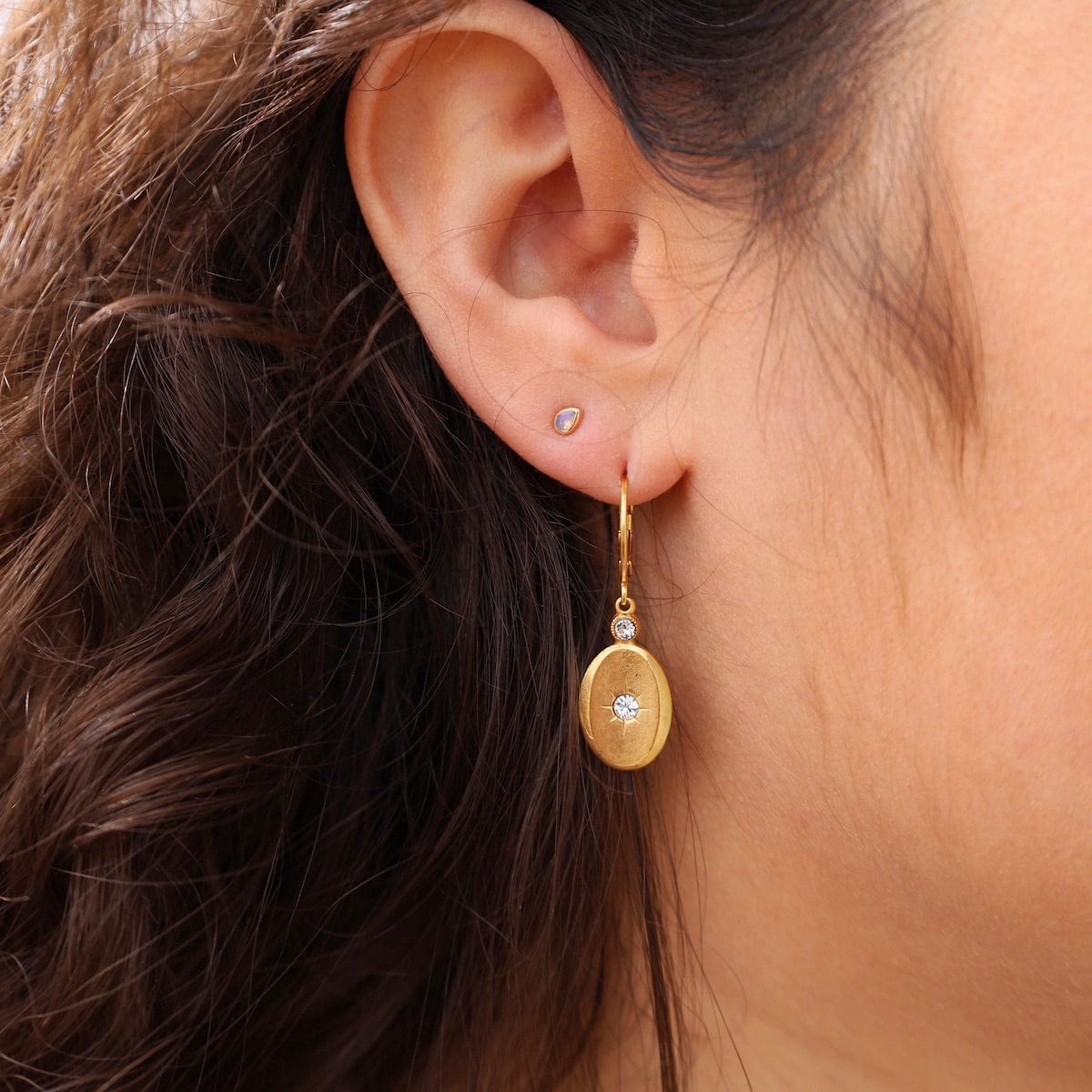 EAR-JM Oval Drop Earrings - Gold Plate