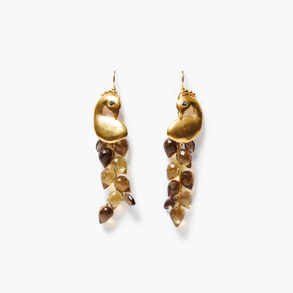 EAR-JM Peacock Chandelier Earrings Whiskey Quartz
