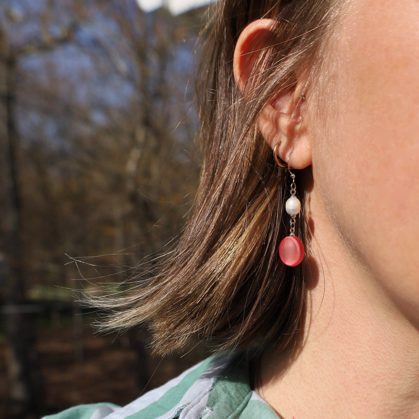 EAR-JM Pearl & Shell Bubbles Drop Earrings Pink