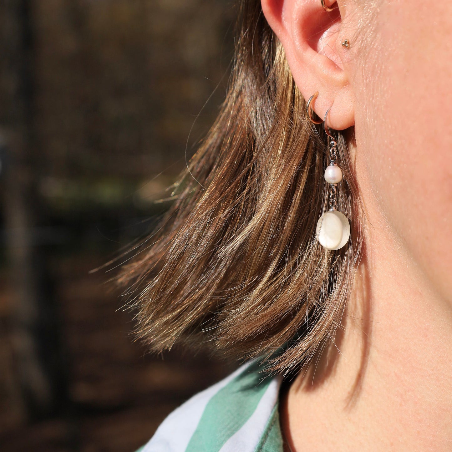 EAR-JM Pearl & Shell Bubbles Drop Earrings White