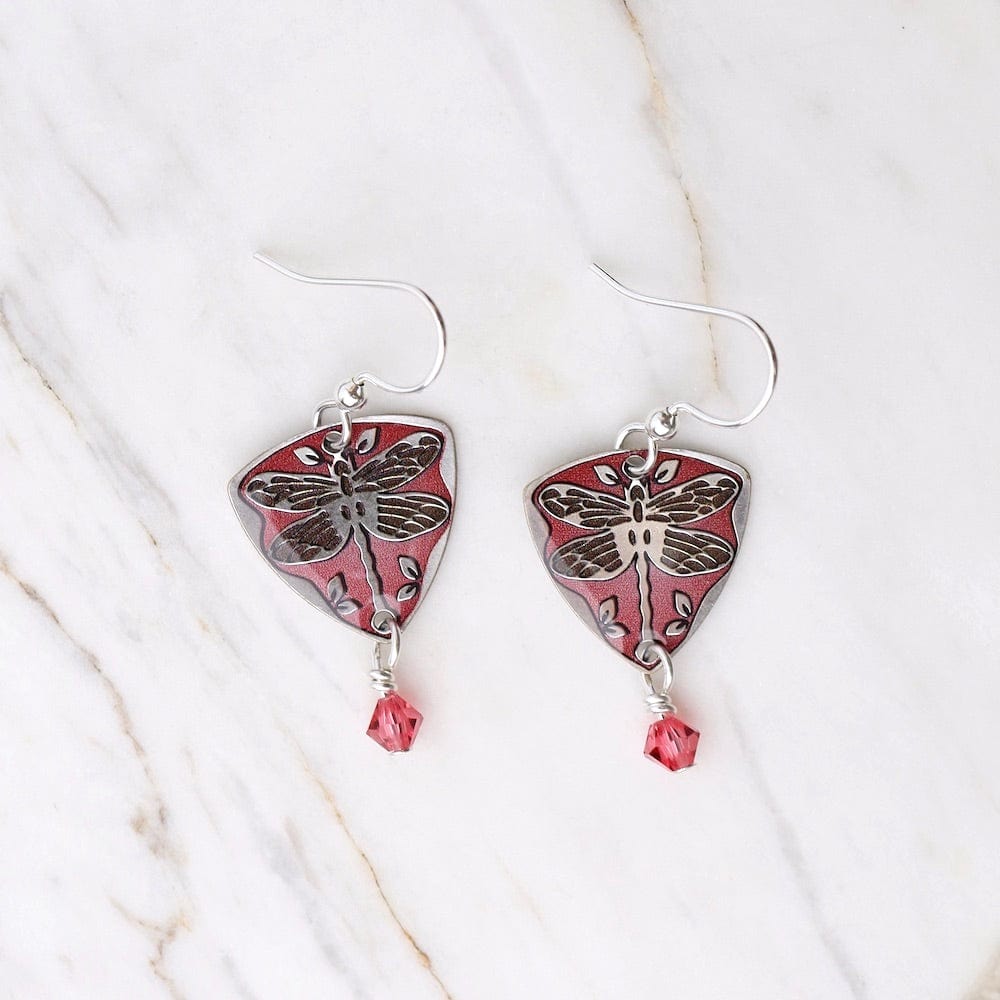 
                  
                    EAR-JM Pink Dragonfliy on Triangle Earrings - Plated Surg
                  
                