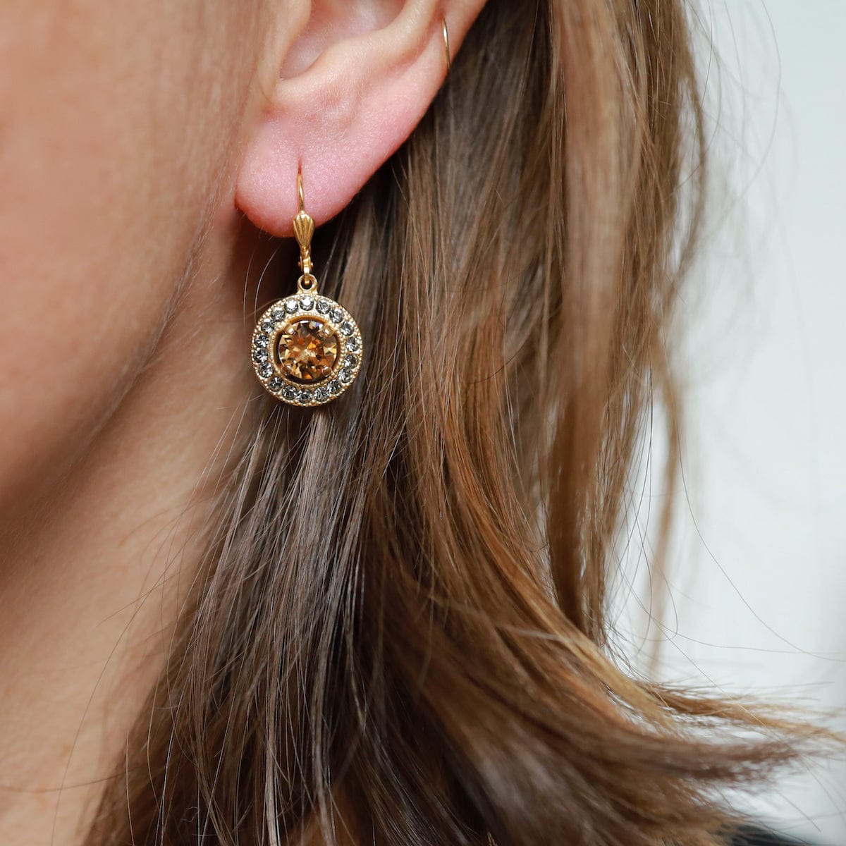 EAR-JM Prong Set Champagne Crystal Earring