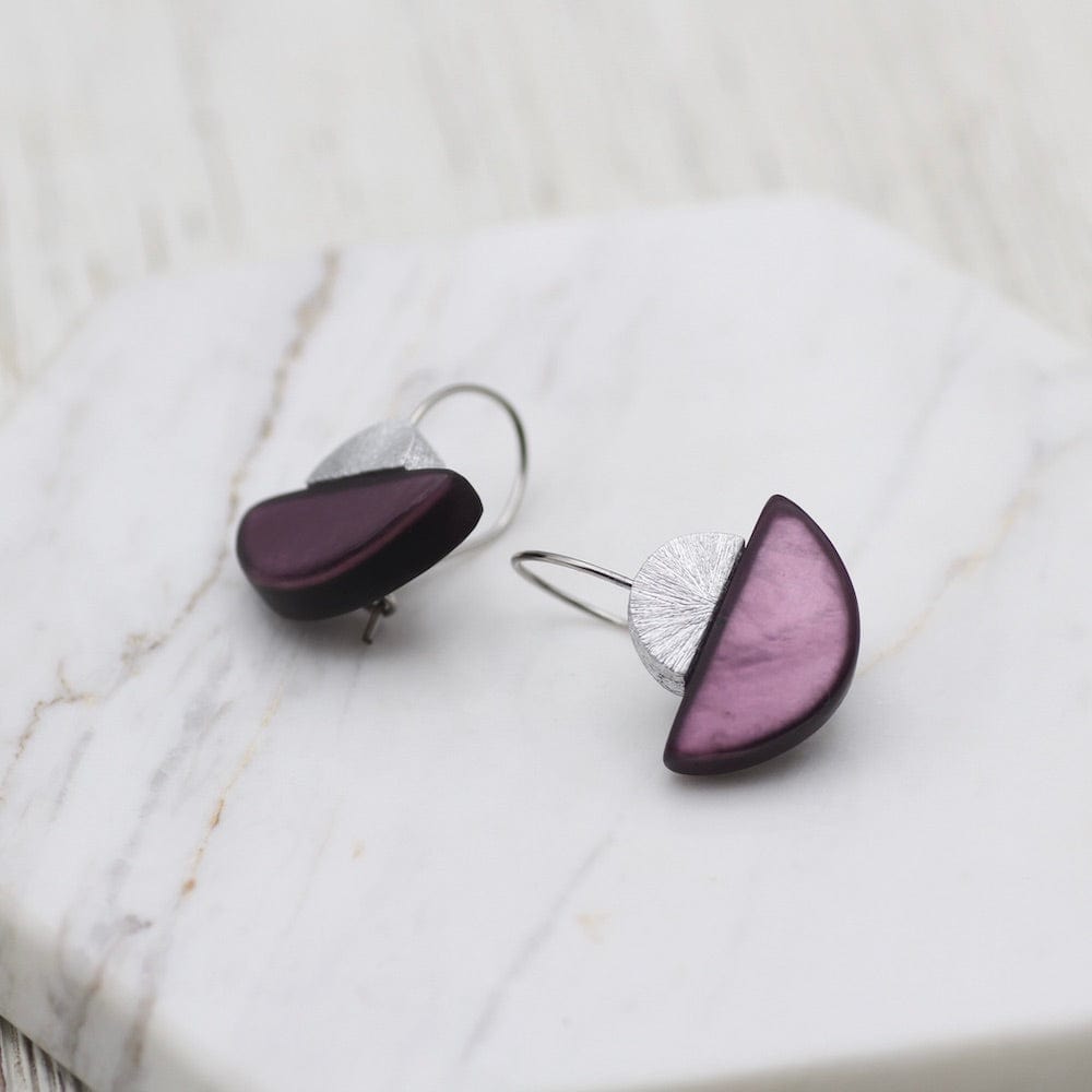 EAR-JM PURPLE BLUE HALF MOON EARRING