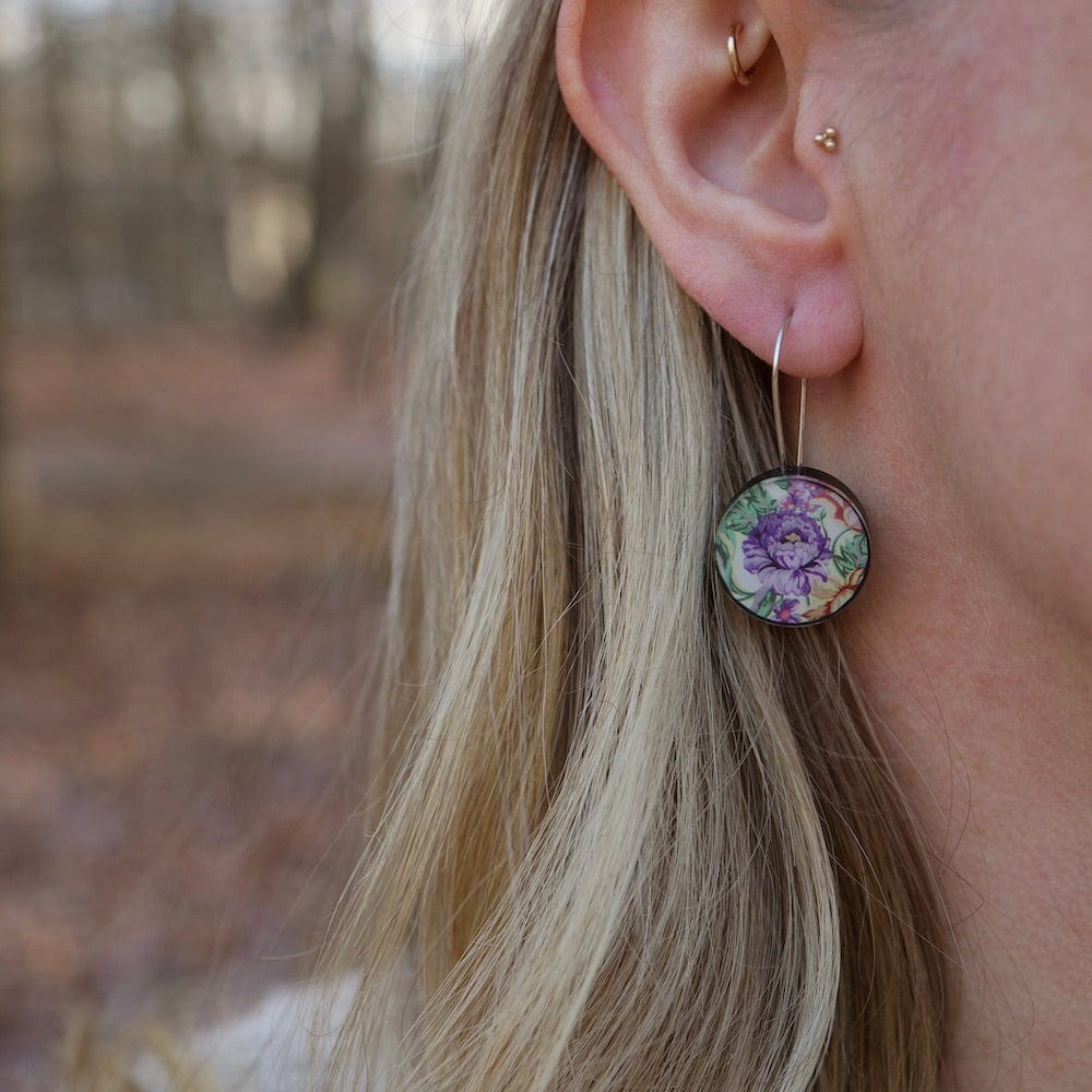 EAR-JM Purple Kimono Round Earrings