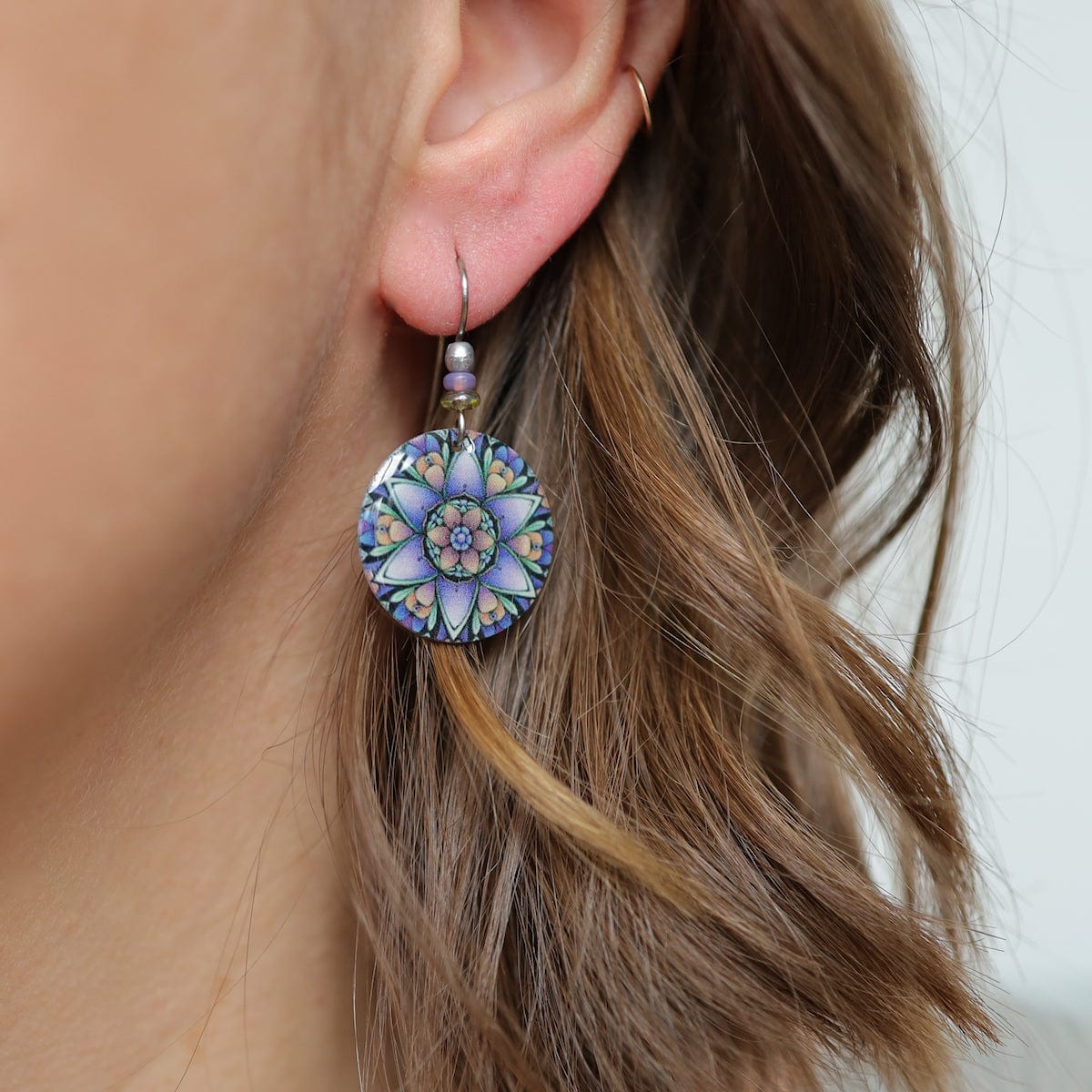 EAR-JM Purple Lotus Mandala Earring