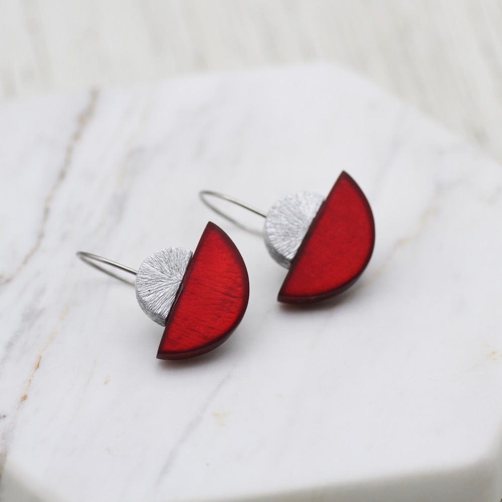 EAR-JM RED BLUE HALF MOON EARRING