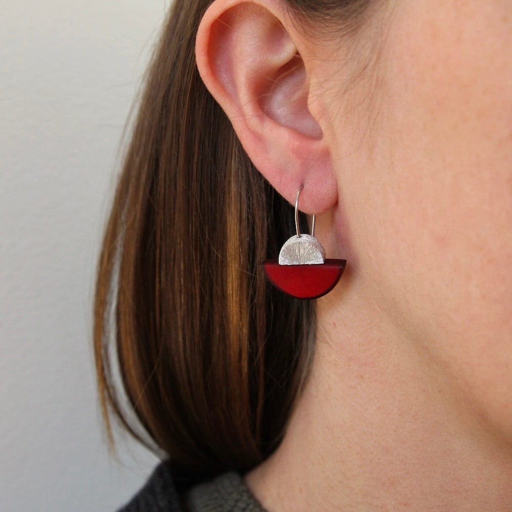 EAR-JM RED BLUE HALF MOON EARRING