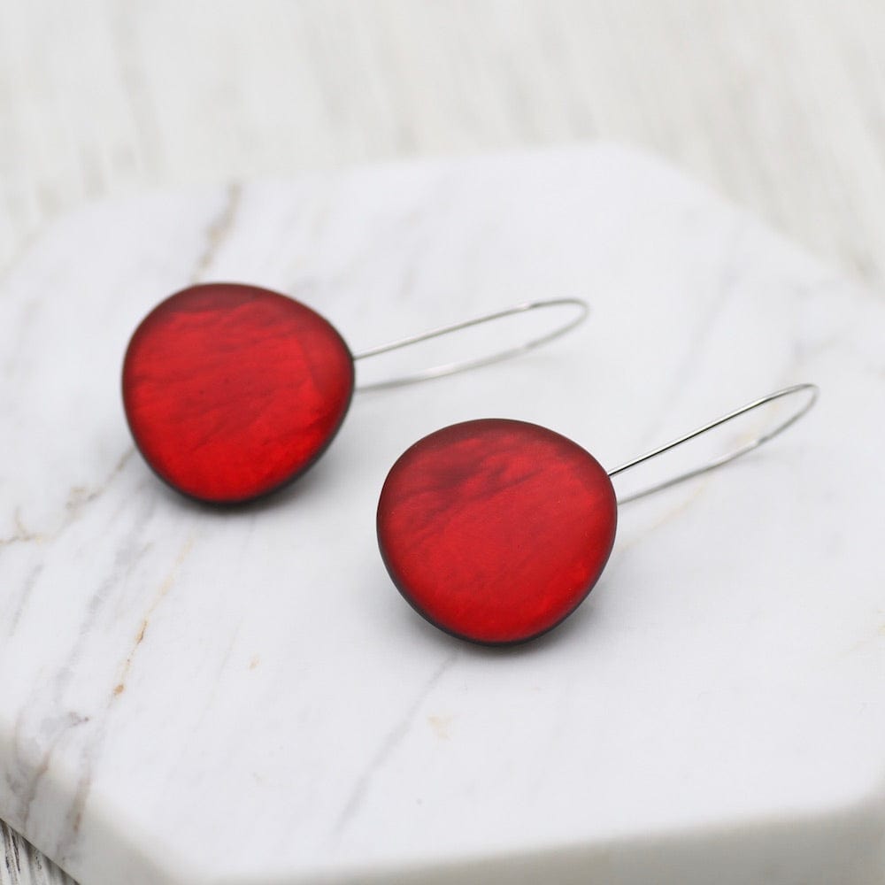 EAR-JM RED ROUND RESIN EARRING