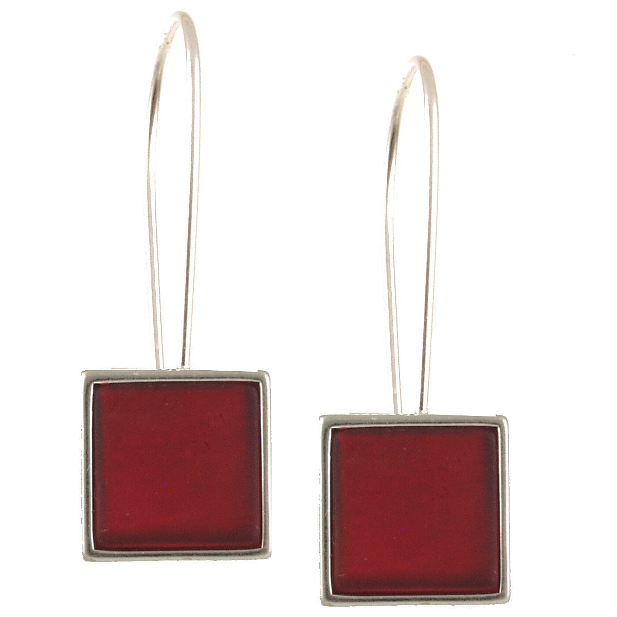 EAR-JM Red Square Resin & Shell  Earrings