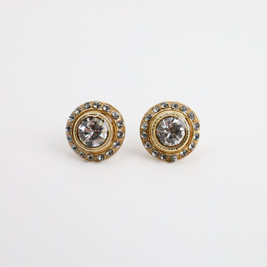 Load image into Gallery viewer, EAR-JM Round Clear Rhinestone Stud Earring
