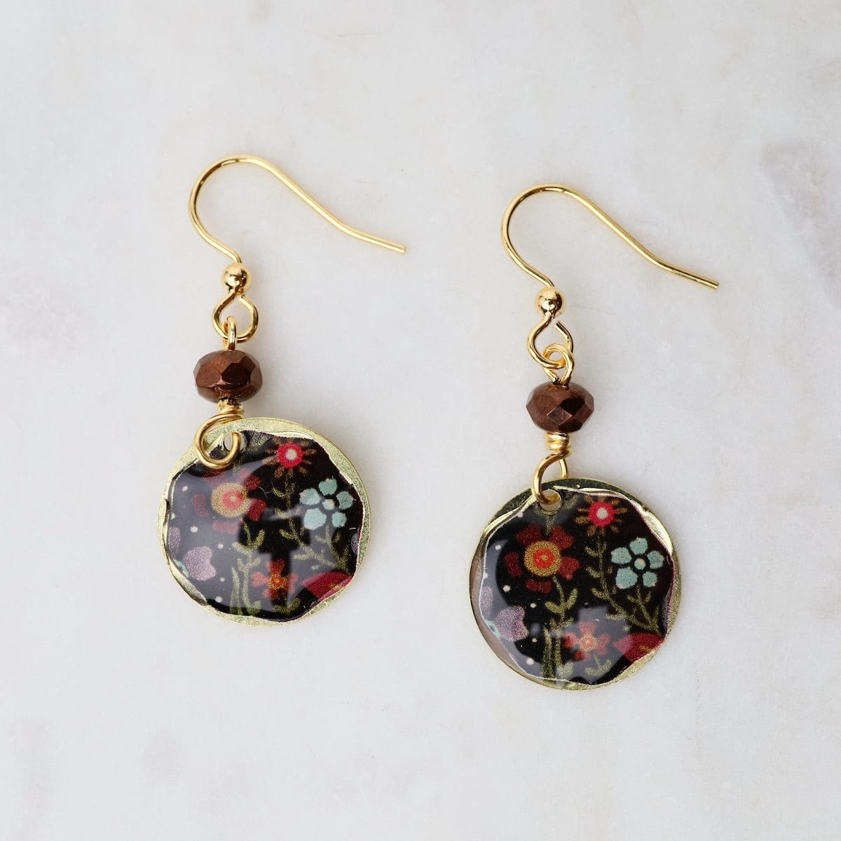 EAR-JM Round Forest Flowers Earrings with Beads