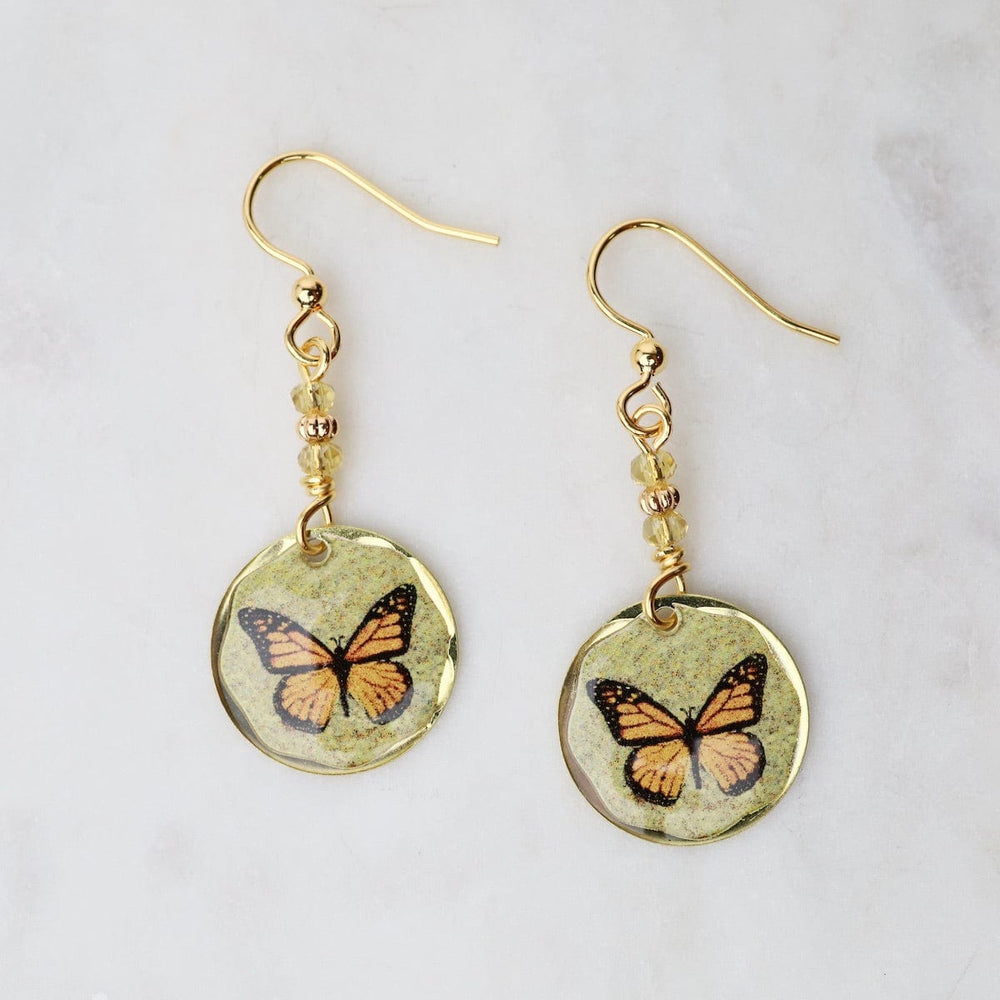 EAR-JM Round Monarch Butterfly Earrings