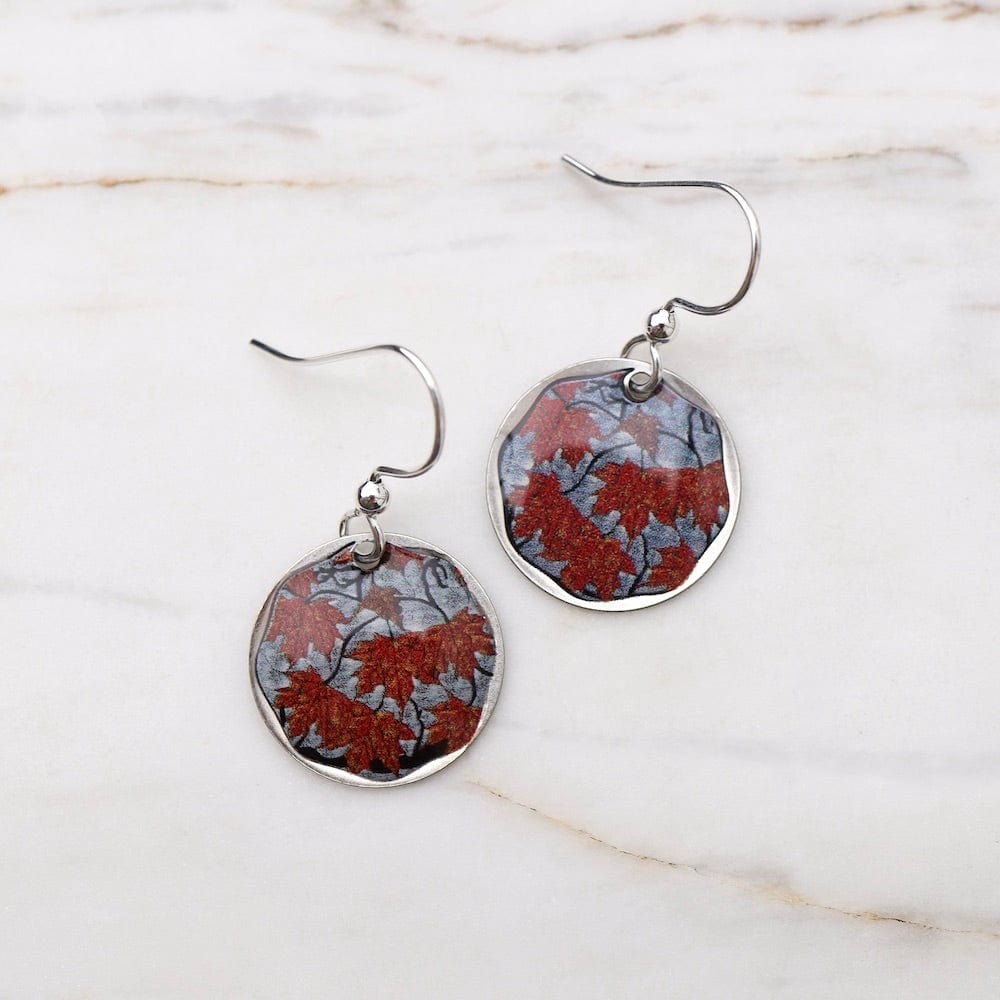 EAR-JM Round Red Maple Earrings