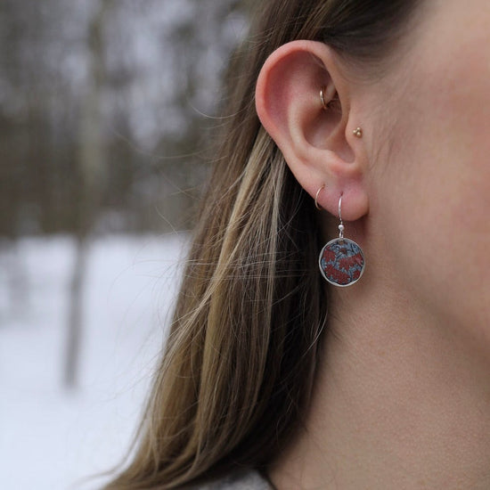 EAR-JM Round Red Maple Earrings