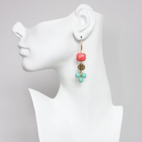 EAR-JM Salmon and Turquoise Dangle Earrings