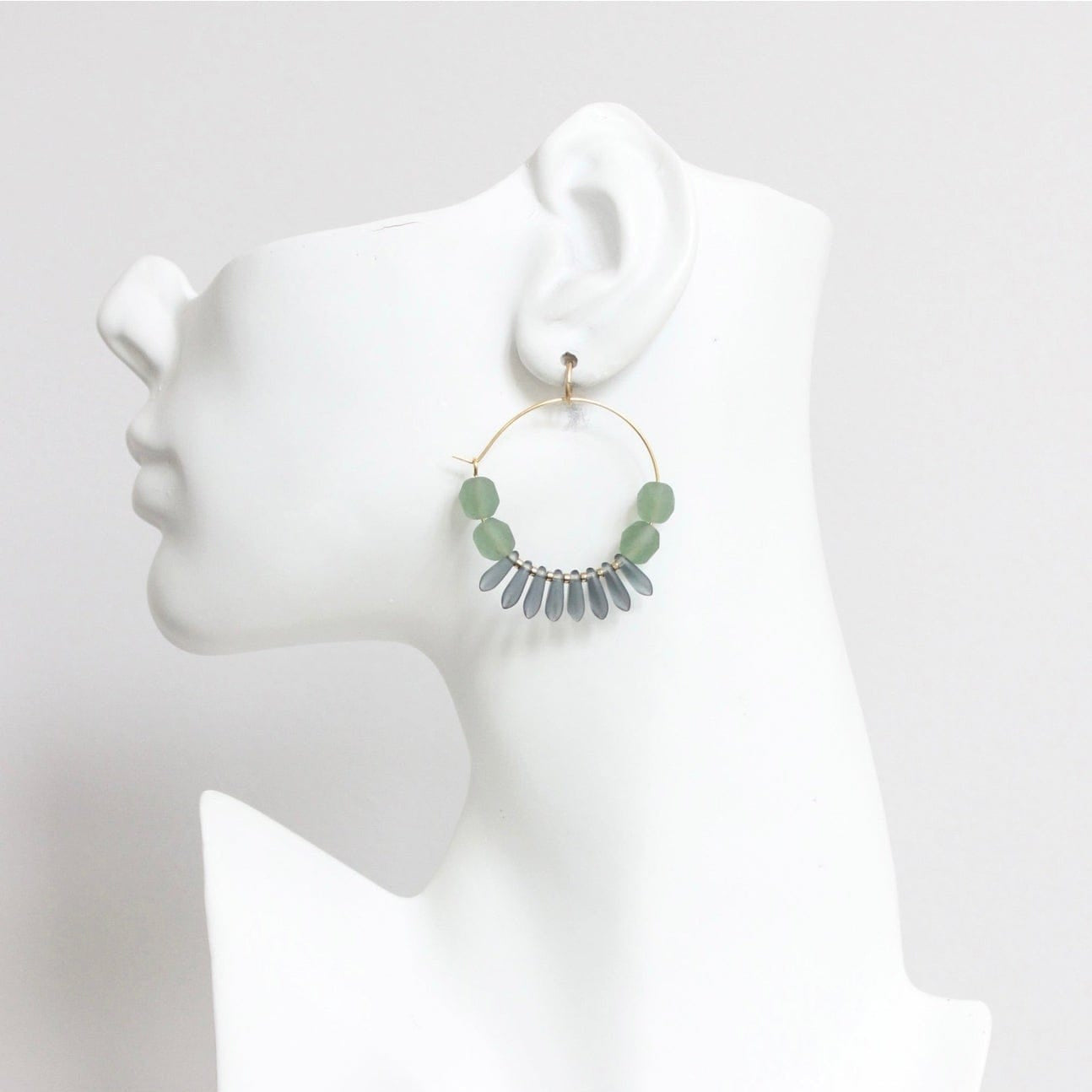EAR-JM Seafoam and Blue Montana Hoop Earrings