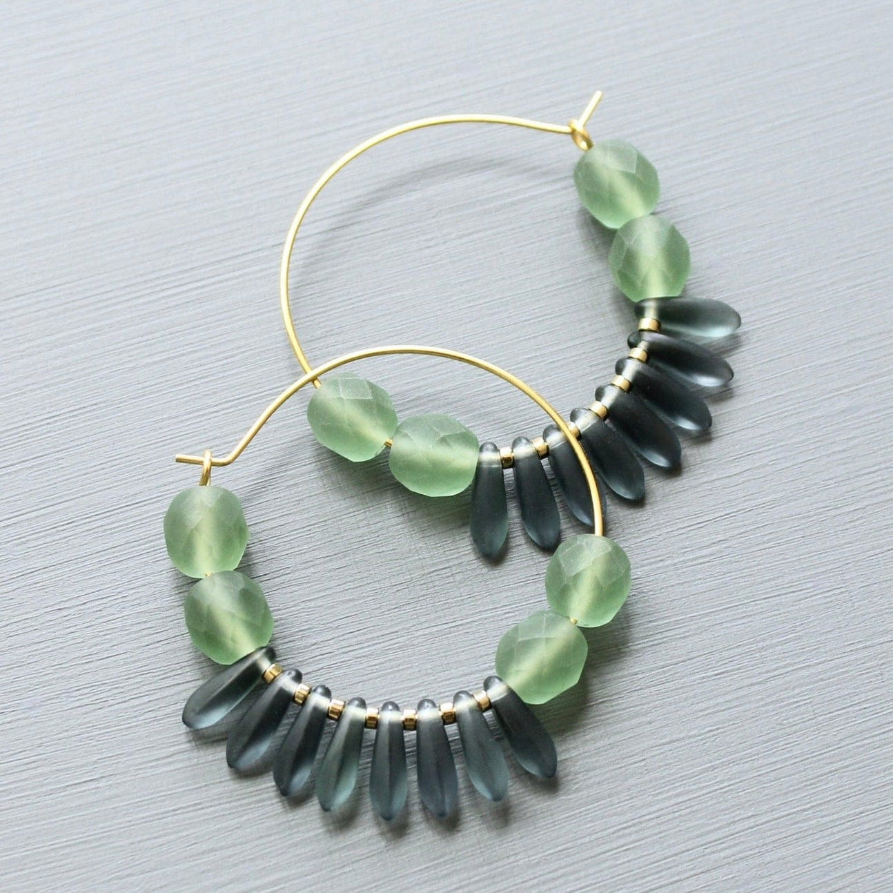 EAR-JM Seafoam and Blue Montana Hoop Earrings