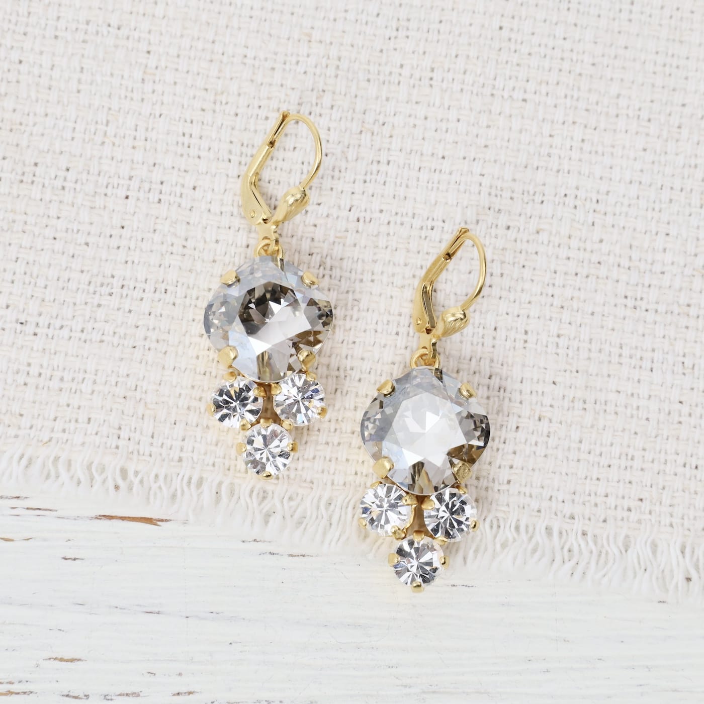 EAR-JM Shade Round with Trio Drop Earrings- Gold Plate