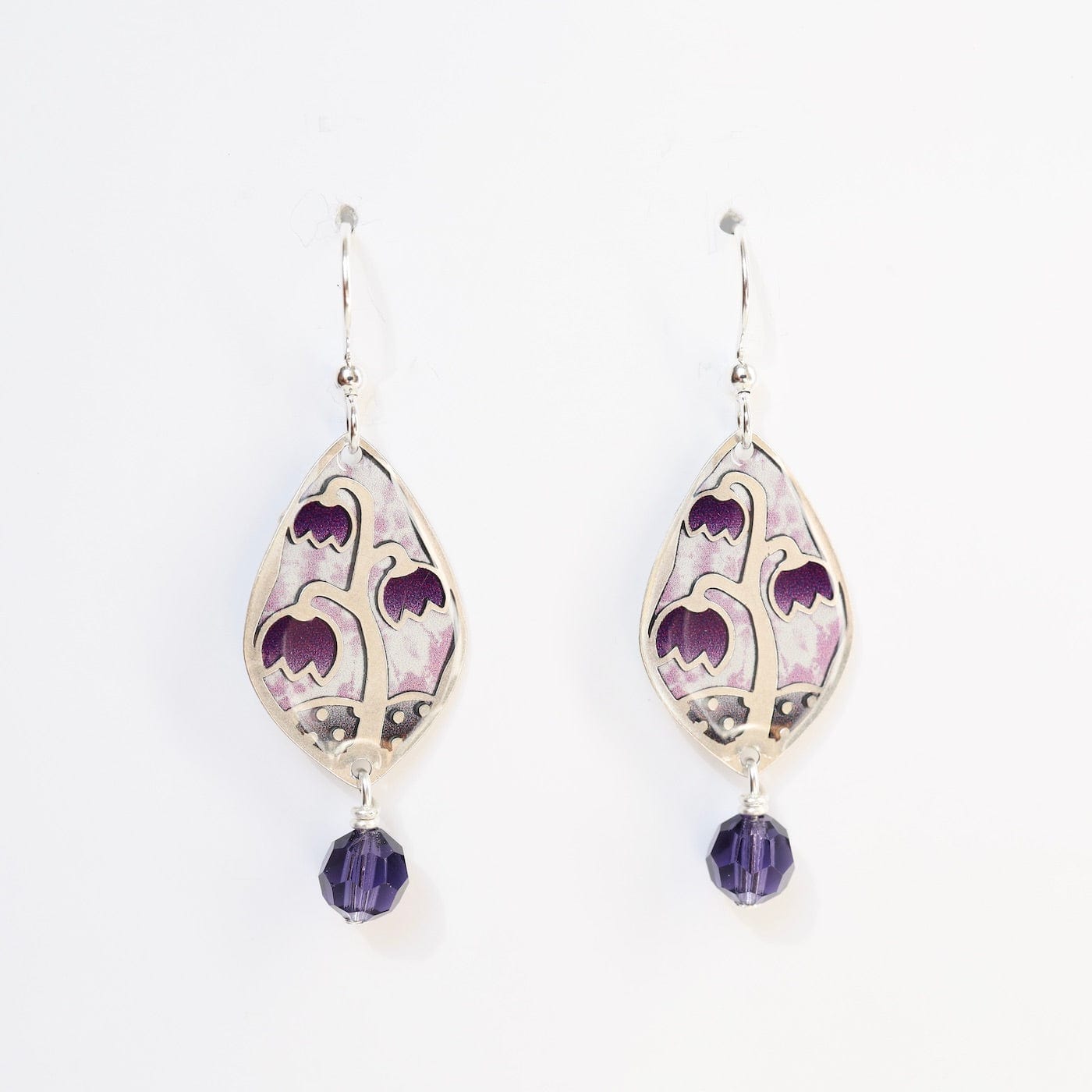 EAR-JM Silver Bell Flower Bellas in Purple