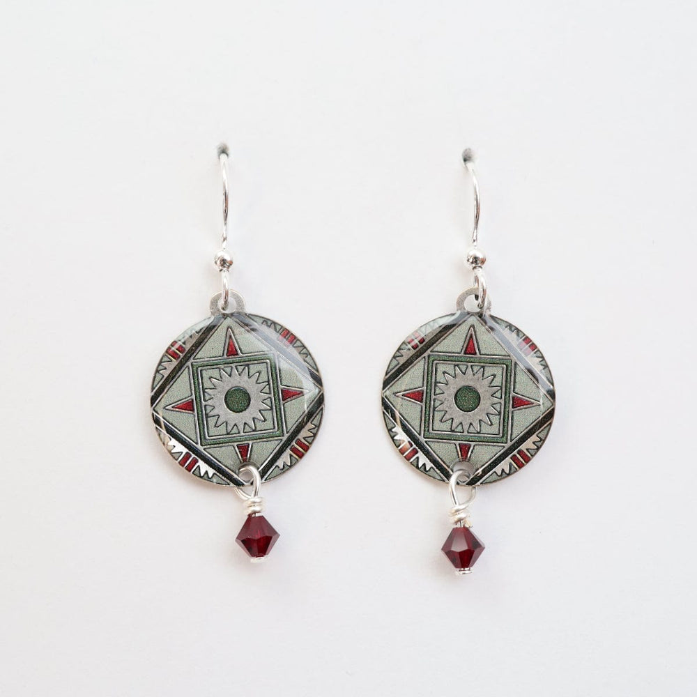 
                      
                        EAR-JM Silver Compass Mandala with Purple Bead Earrings
                      
                    