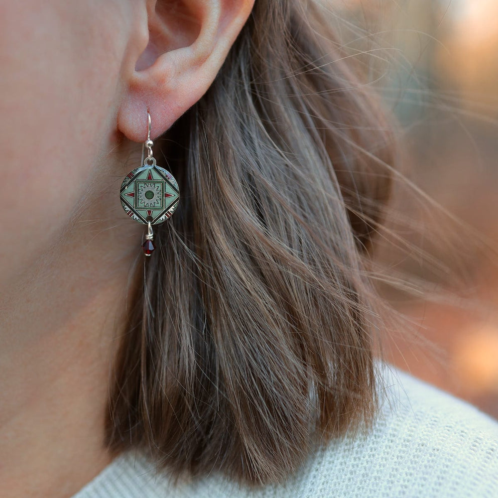 
                      
                        EAR-JM Silver Compass Mandala with Purple Bead Earrings
                      
                    