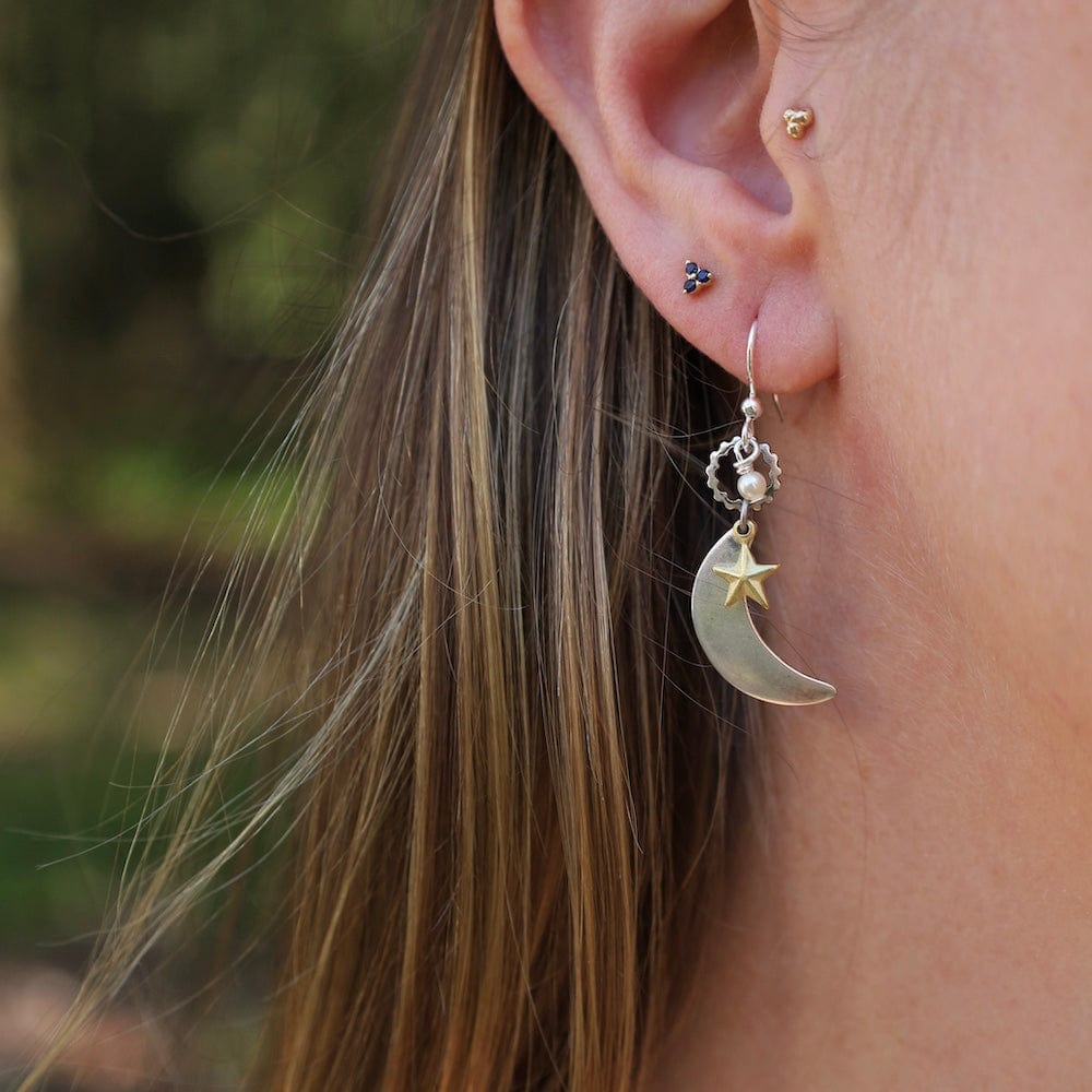 EAR-JM Silver Moon with Gold Star Earrings