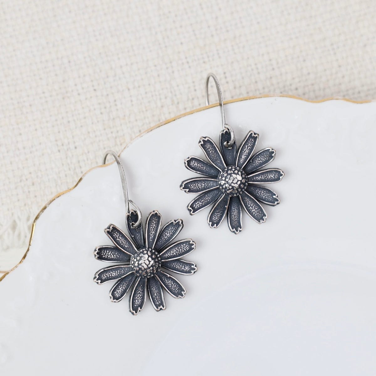 EAR-JM Silver Plated Daisy Earrings - Plated Surgical Ste