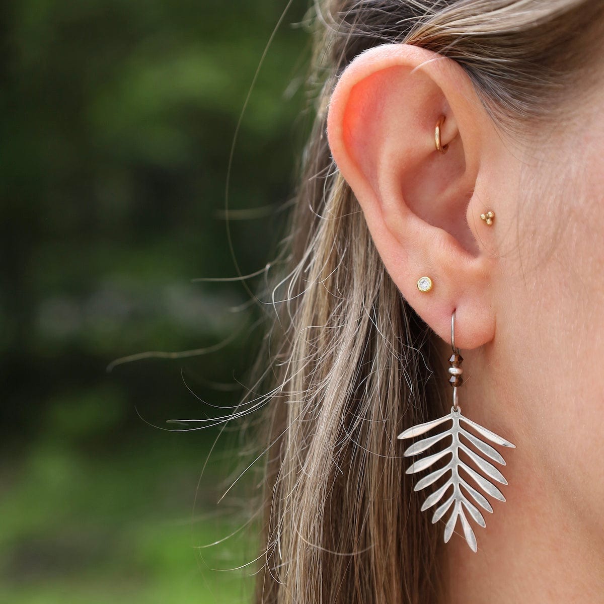 EAR-JM Silver Plated Fern Leaf Earrings