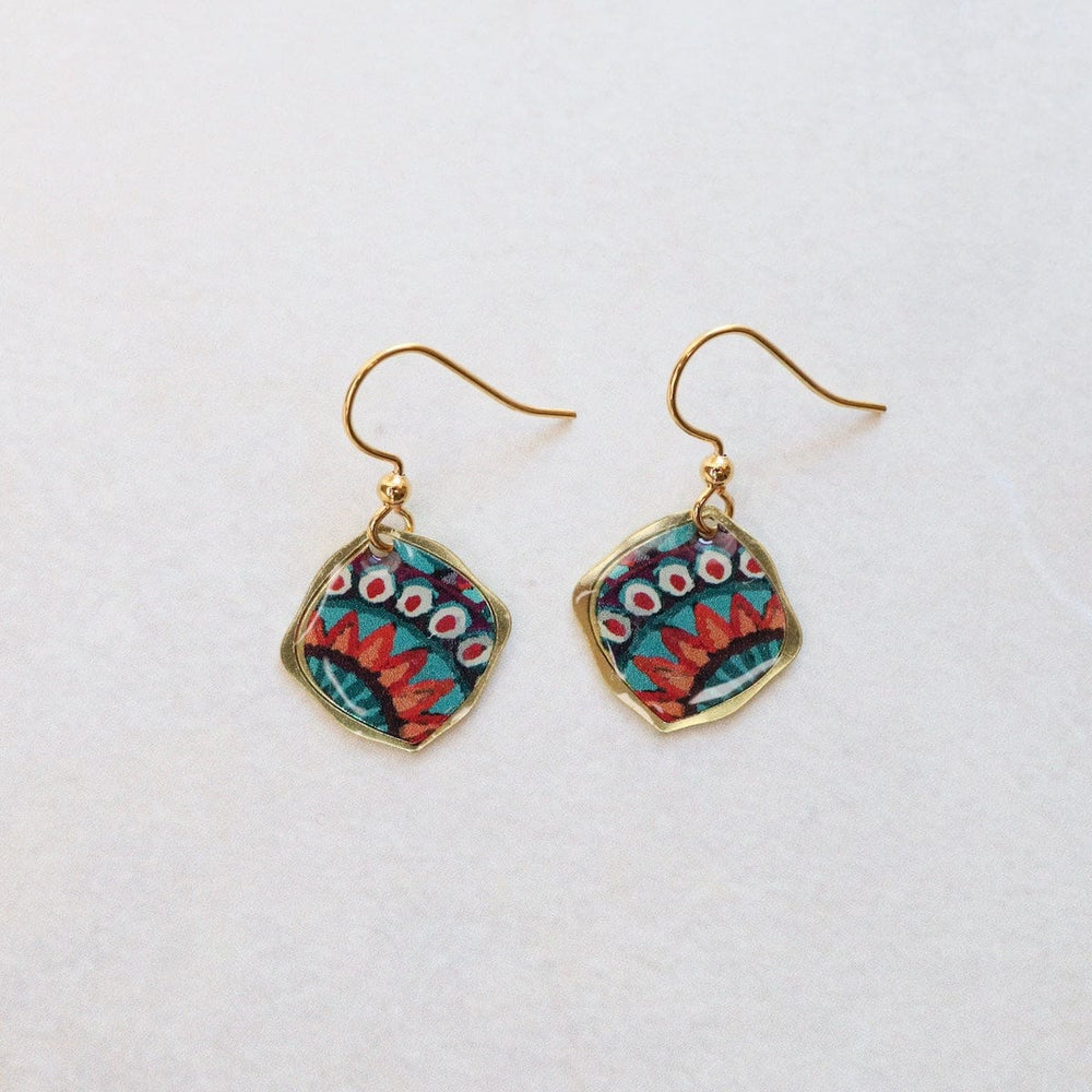 EAR-JM Small Aztec Inspired Sun Pattern Earrings