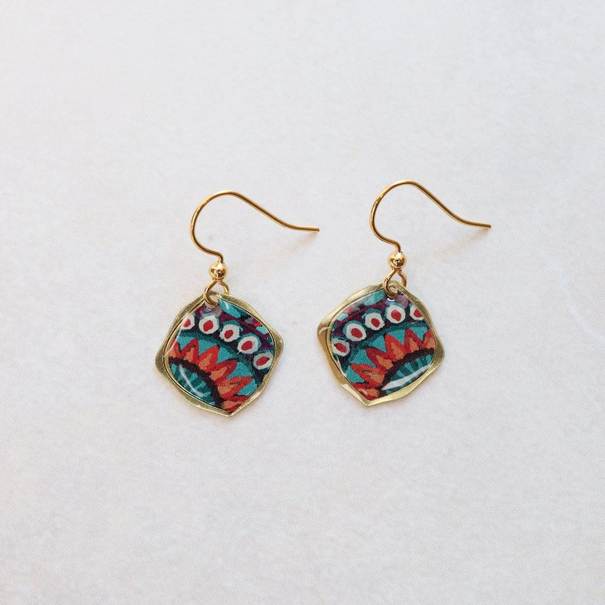 EAR-JM Small Aztec Inspired Sun Pattern Earrings