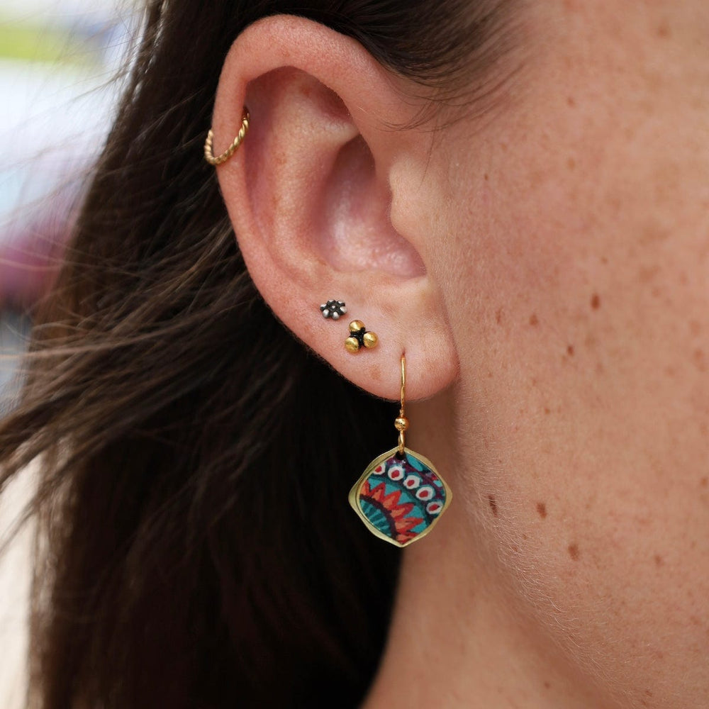 EAR-JM Small Aztec Inspired Sun Pattern Earrings