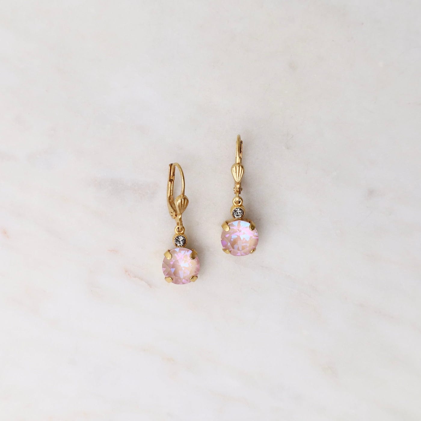 EAR-JM Small Dusty Pink Drop Earrings - Gold Plate