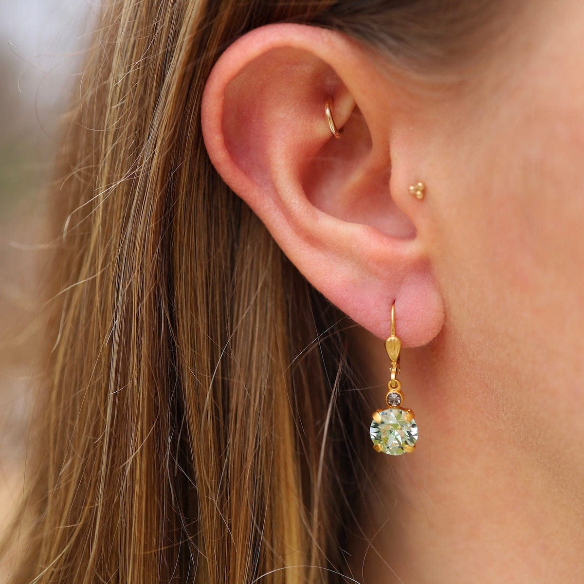 EAR-JM Small Mint Drop Earrings - Gold Plate