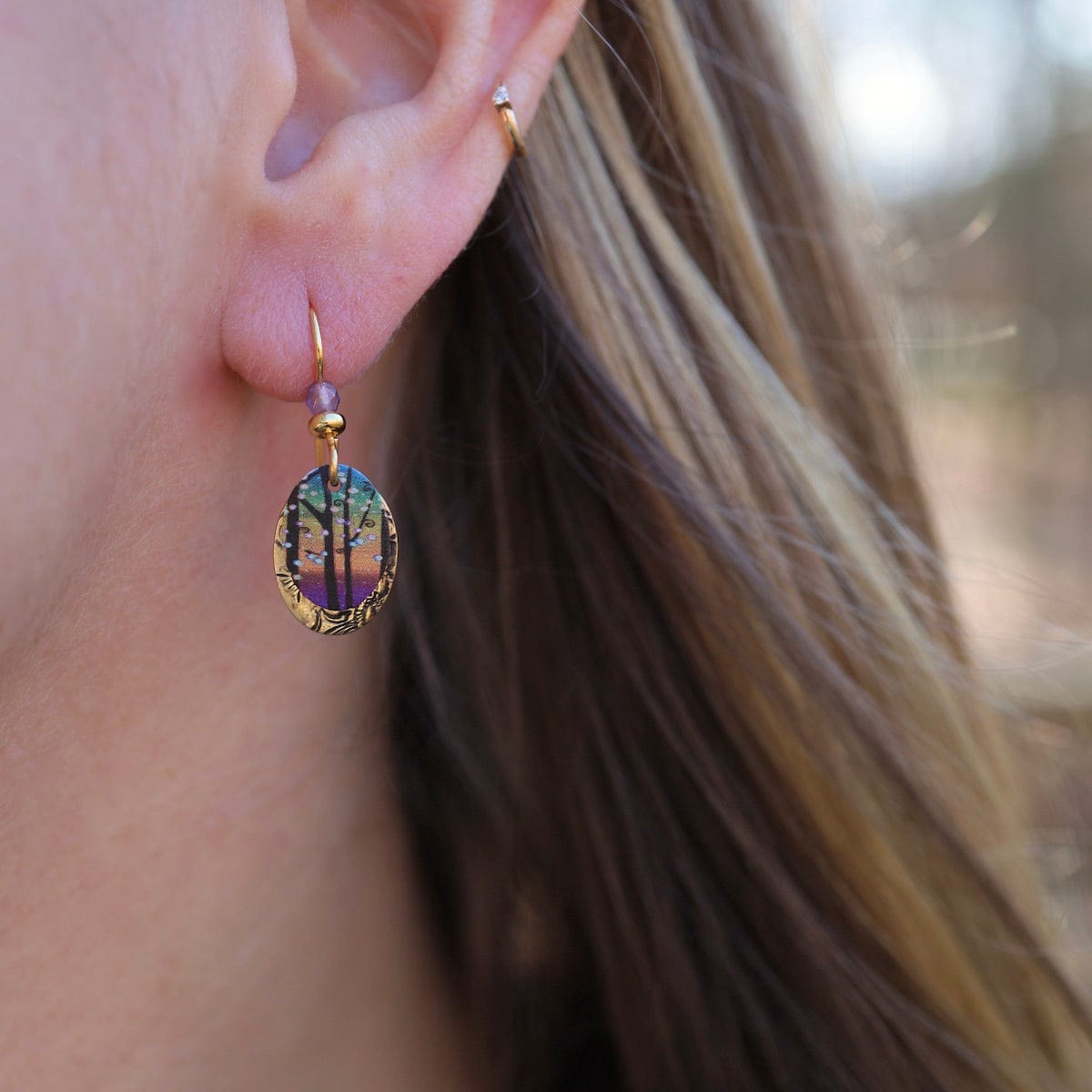 EAR-JM Small Rainbow Oval Earrings