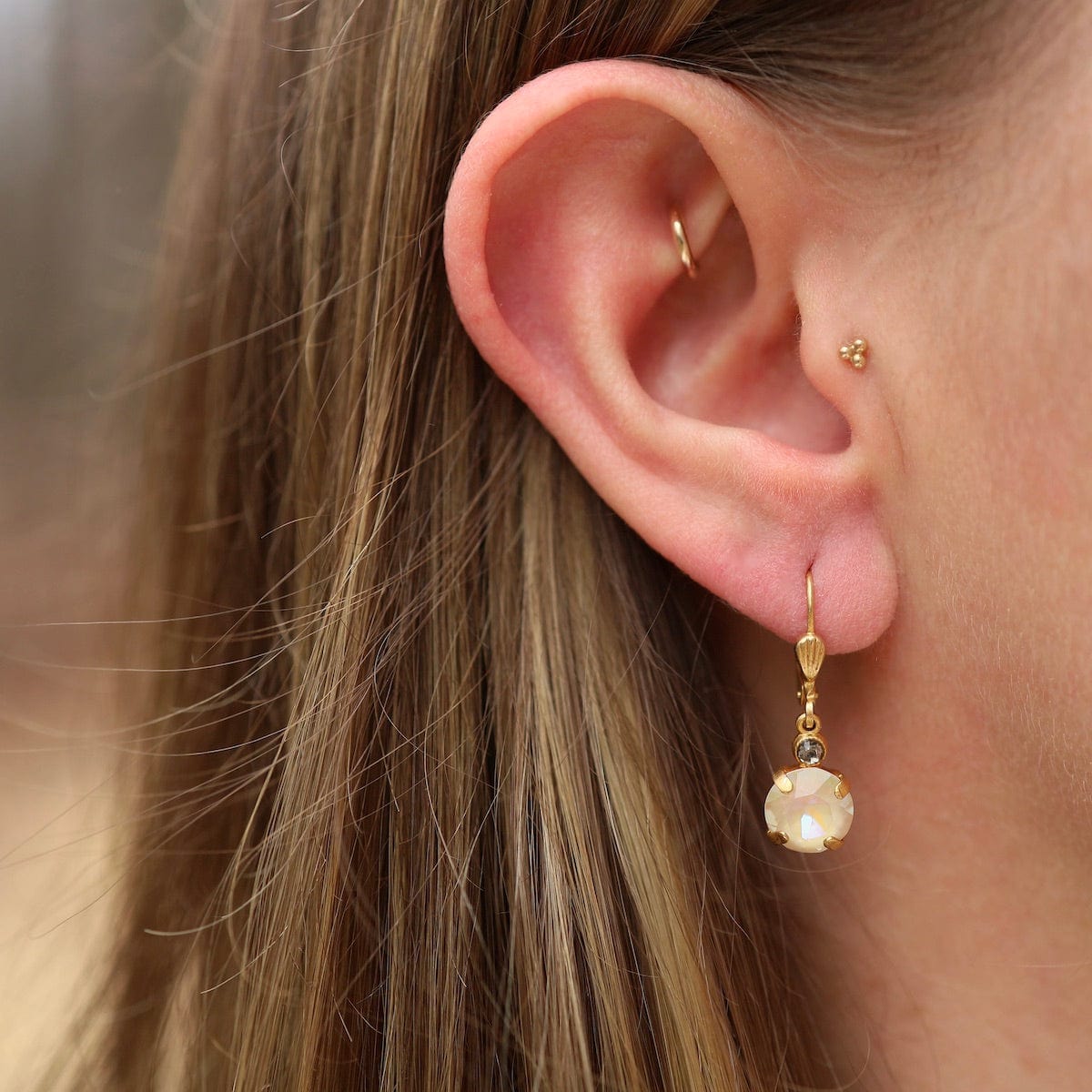EAR-JM Small Sand Opal Drop Earrings - Gold Plate