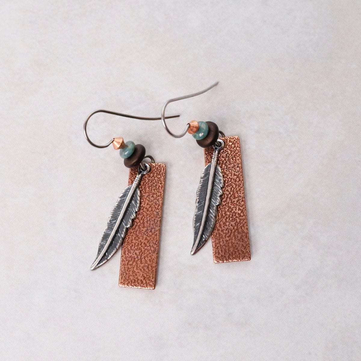 EAR-JM Spirit Feathers with Copper Backing Earrings