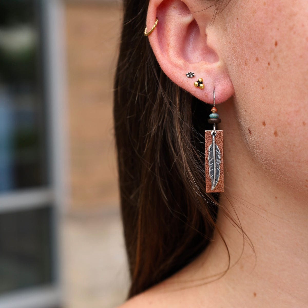 EAR-JM Spirit Feathers with Copper Backing Earrings