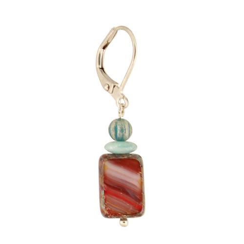 EAR-JM Stacked Czech Glass - Red Mix