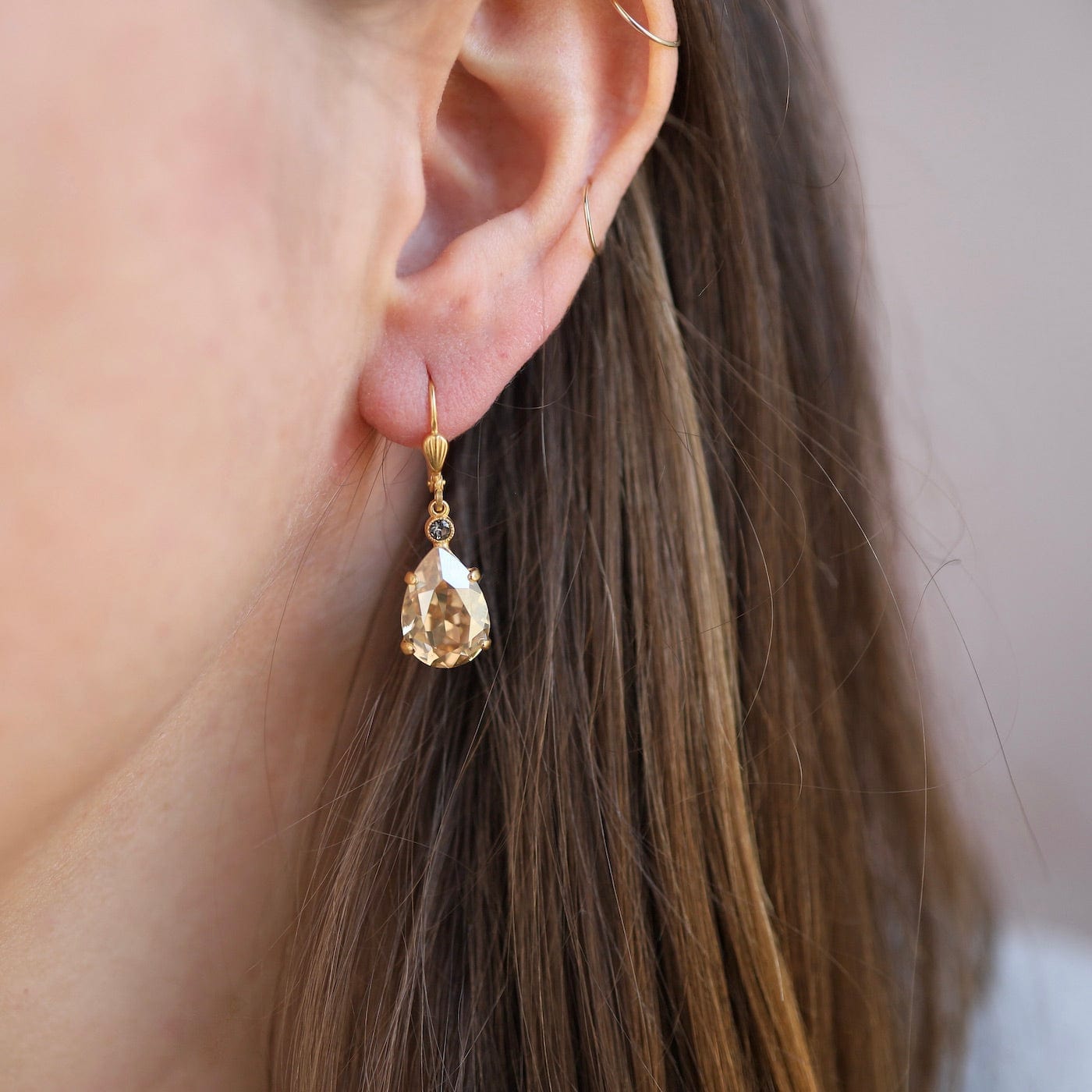 EAR-JM Teardrop Earring with Champagne Crystals