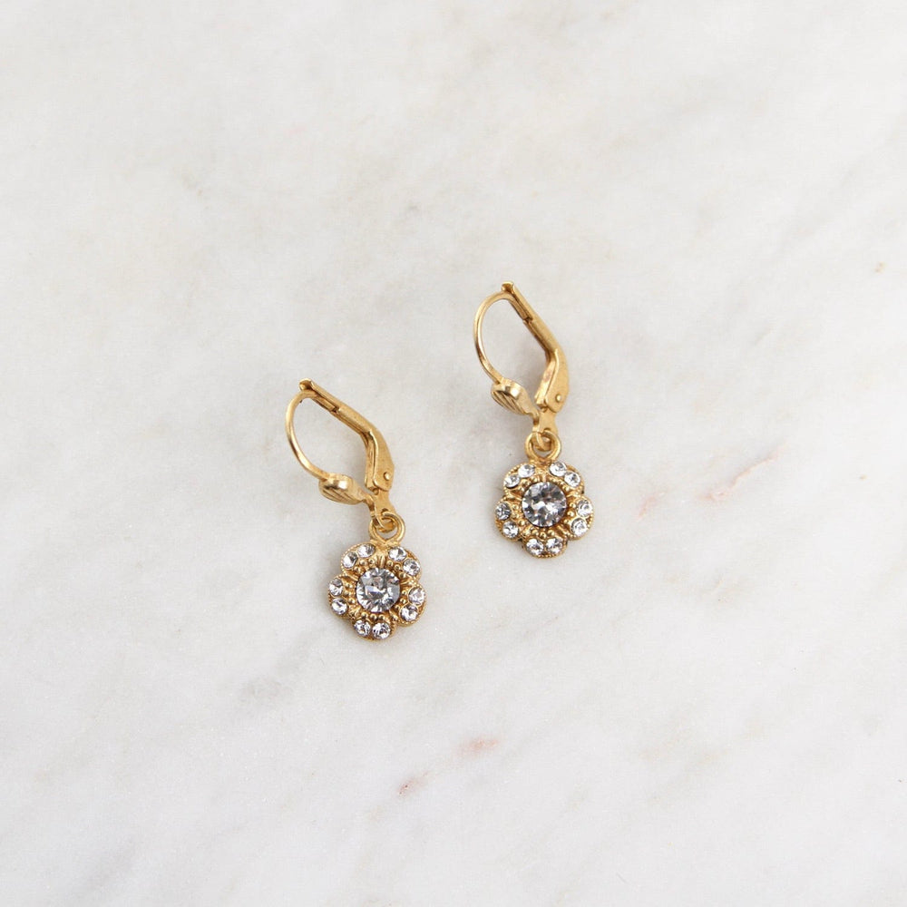 1218 EAR-JM Tiny Flower Drop Earring with Black Diamond Crystal